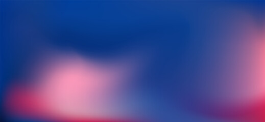 Obraz premium Gentle pink blurred spots as floral silhouette on blue background. Abstract ethereal florals gradient backdrop. Vector botanical gradation template for presentation. Soft smooth botanical dreamy bg.