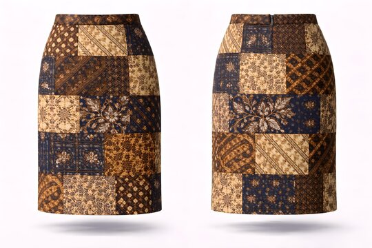 Authentic Women Batik Skirt with Traditional Tambal Patchwork Heritage Pattern