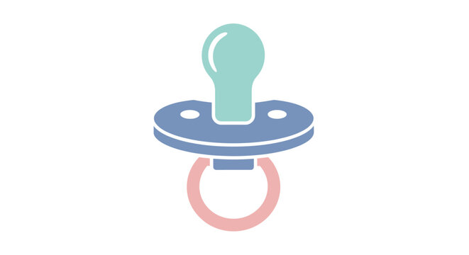 Baby pacifier with pink ring.