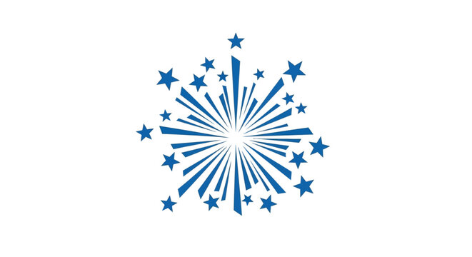 Blue starburst design with sparks.