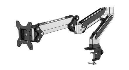 Naklejka premium 3D isolated metal robot arm holding a pistol weapon and a steel machine hand gripping a glass of water on a white background