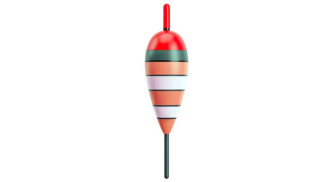 Red and pink striped fishing bobber with dark stem