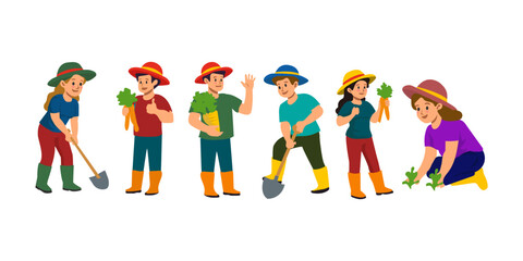 Fototapeta premium Activities of a Farmer Illustration
