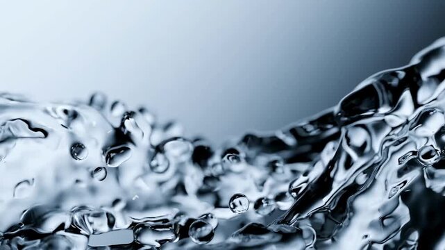 Dynamic Macro Shot of Pure Water Splashing and Curving with Droplets