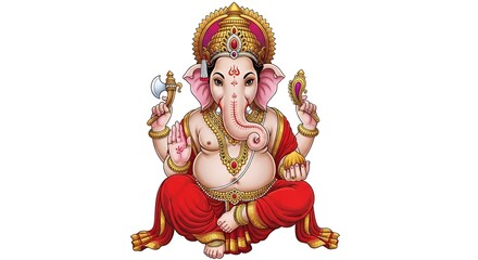 Fototapeta premium lord ganesha sculpture on white background