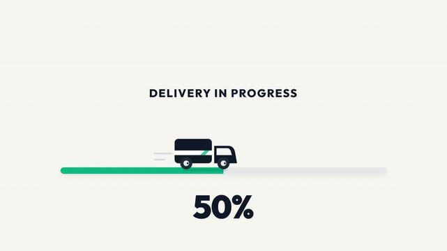 Logistics icon navigates a fulfillment timeline to signal the arrival of a parcel for an efficient digital consumer experience.