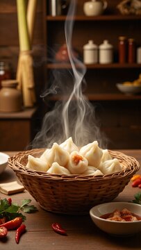 Steaming Vietnamese Banyo Bot Loc Dumplings with Tapioca Flour