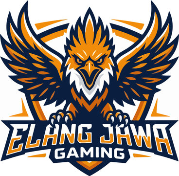 Elang Jawa Gaming Logo - A Majestic Eagle with Wings Spread Wide.