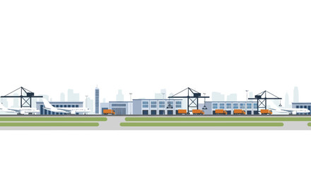 Fototapeta premium Industrial Port with Cranes and Cargo Containers.