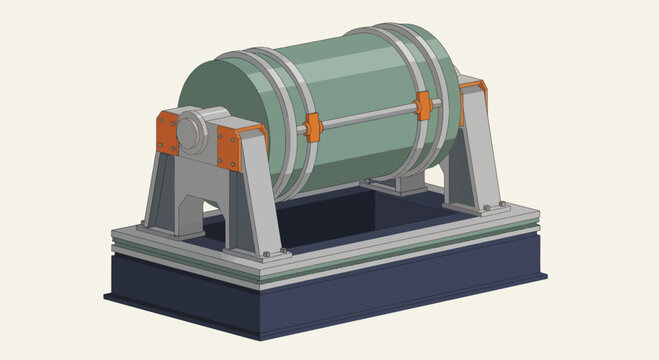 Industrial Tumbler Machine for Material Processing and Mixing.