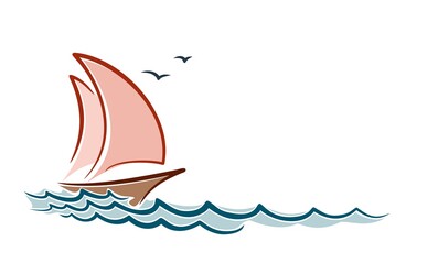 A sailing vessel sketch in the sea.  © designer_an