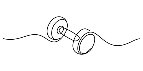 Obraz premium A single continuous line drawing of a fitness dumbbell used for weightlifting and muscle training