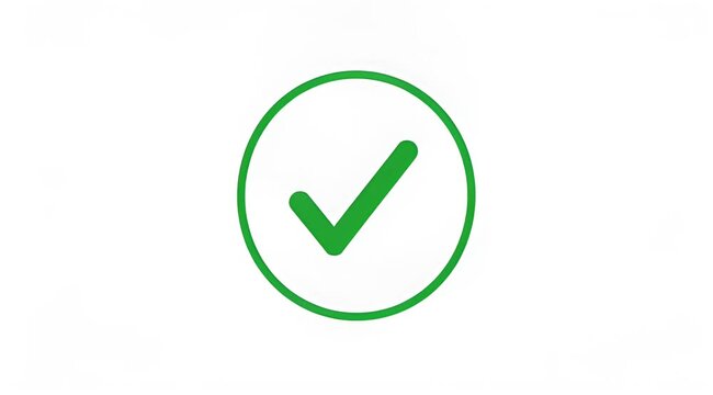 Vibrant green check mark symbol inside a circle on white background