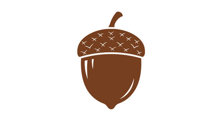 Simple brown acorn icon on white background © jum