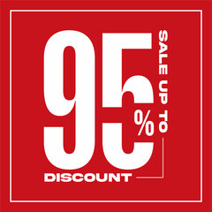 Sale up to 95 percent discount graphic in white on red background © ZiletterId