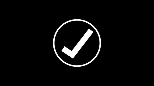 Check Mark Icon. Zooming and Pulsing Success Symbol. Animated green check mark icon pulsating and zooming on a white background. A seamless loop of a success, verification,