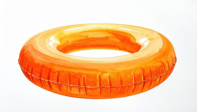 Vibrant orange inflatable pool float ring, perfect for summer fun and water activities, isolated on a white background.