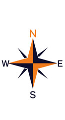 Obraz premium Minimalist orange and blue compass rose icon
