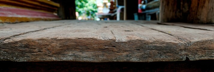 Obraz premium 木の表面は緑との屋外の設定の質感を示します