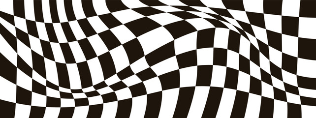 Obraz premium Wavy Black and White Checkerboard Pattern
