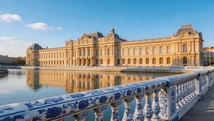Fototapeta premium Large ornate building by water