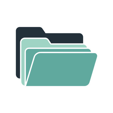 File organization productivity icon with folders in navy and mint flat style