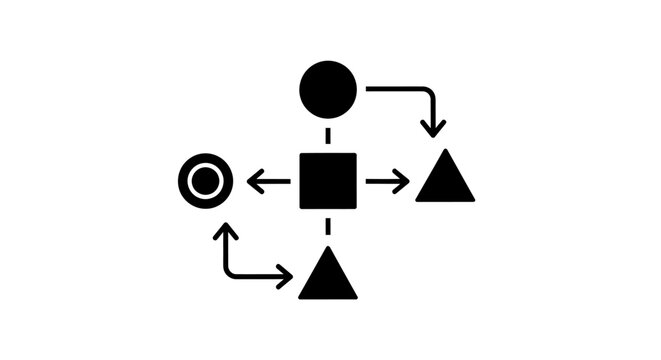 Black and white diagram of a business process flow chart.