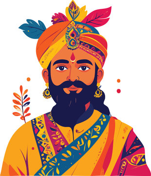 Illustration of king for sorachitra for bangali new year celebration

