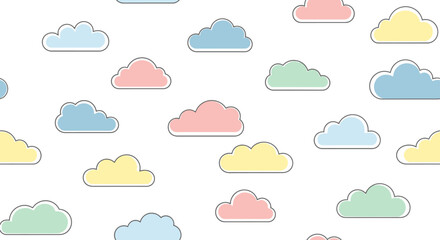 Obraz premium Colorful cartoon clouds in pastel hues.