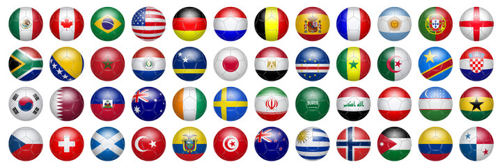 Obraz na płótnie Canvas Balls of different countries on a white background