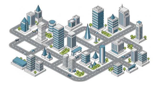 Isometric Miniature Urban City Block Model.