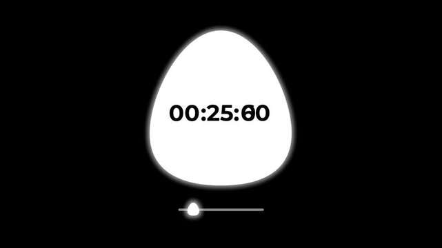 White Glowing Easter Egg Countdown Timer 30 Seconds with Progress Bar on Black Background Loop