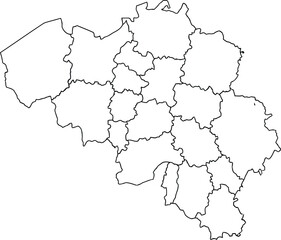 Fototapeta premium Detailed outline map of belgium showing administrative provinces and borders on a white background. Vector