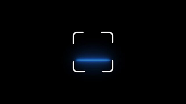 scanner icon animation isolated scanner neon shine icon animation .fingerprint biometric scanning animation. Biometric scanning animation showing neon fingerprint icon .4k video