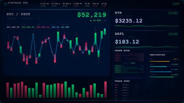 Digital Stock Market Trading Dashboard with Real-time Data and Charts.