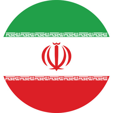 Circular Iran Flag Icon with National Emblem۔  
2d flat Round Iranian Flag PNG Design for Profiles and Buttons. 