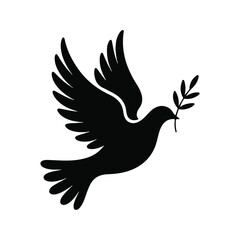 Fototapeta premium Black Dove with Olive Branch 