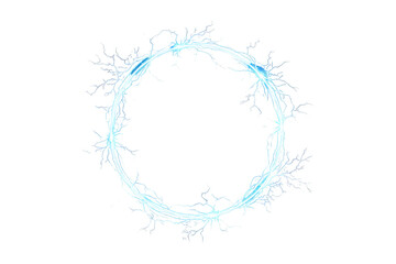 Obraz premium Light blue electric circle generating sparks and plasma effects, creating a dynamic energy frame. Transparent background