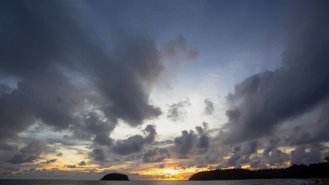 time lapse stunning sunset in channel between islands. 
Pu island is in the middle between Kata beach and Karon beach in Phuket.
Nature video High quality footage in nature and travel concept.