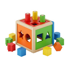 Naklejka premium Colorful shape sorting cube isolated on transparent background