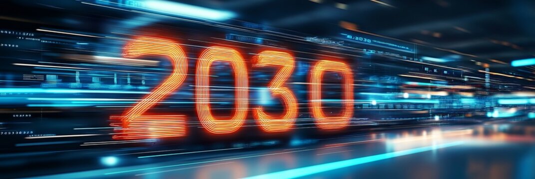 Dynamic Vision of 2030 Futuristic Data Visualization with Speed and Blurred Light Streams