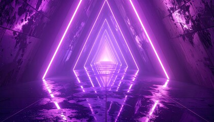 Fototapeta premium A bright purple stage spotlight glows with digital energy, creating a vibrant disco music backdrop for a night party illustration