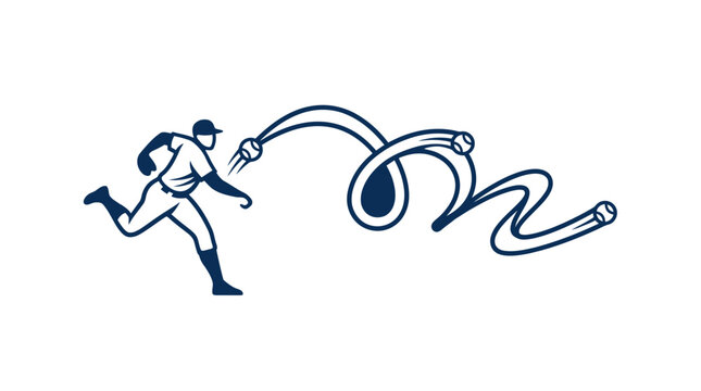 Baseball Player Throwing an Animated Curveball