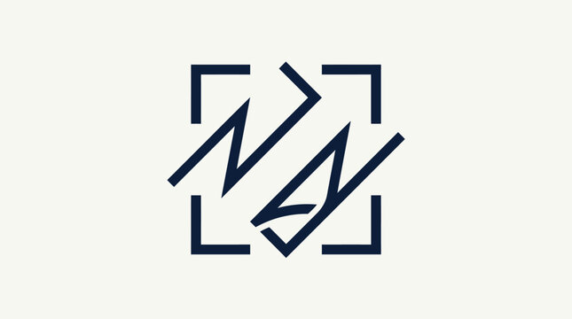 Abstract NN Letter Logo in Square Frame