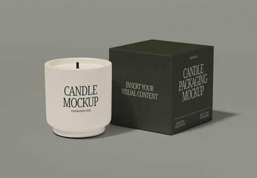 Candle With Box Mockup