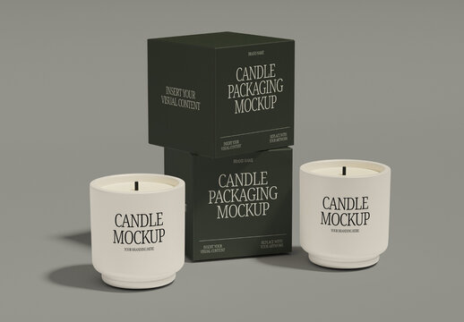 Scented Candle With Box Mockup