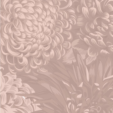 Sophisticated Japanese Kiku Flower Seamless Background for Wedding Stationery and Floral Branding