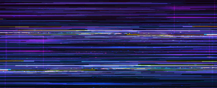 Video game glitch screen background with pixel noise of analog static effect, vector texture pattern. Video game glitch of VHS or digital TV signal distortion on computer screen pixel background