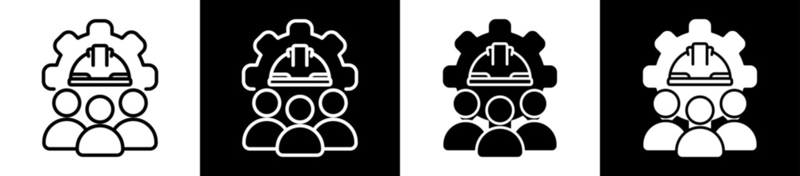 Construction Team Icon In Flat Version On Black And White Background