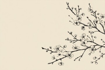 Obraz premium Minimal Spring Lesson Plan Background with Hand Drawn Branch Lines